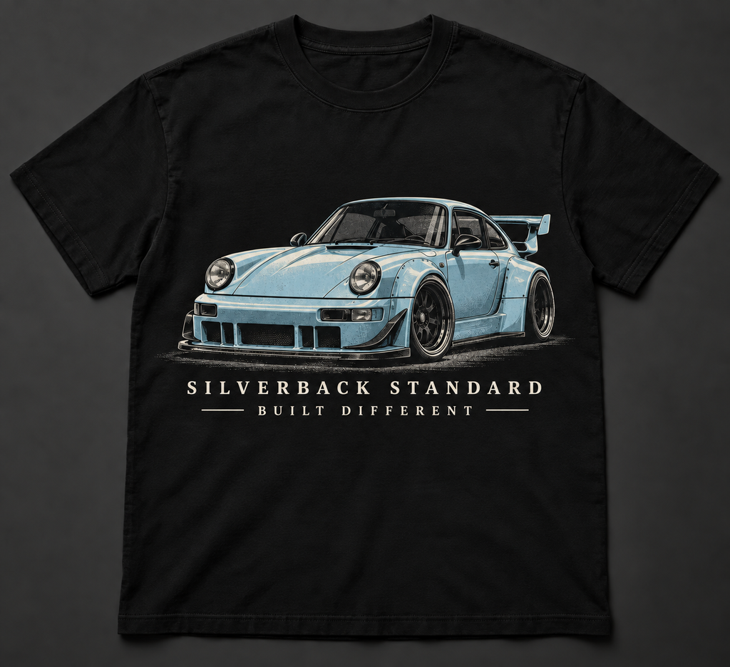 Ice-blue classic widebody coupe — front design