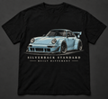 Ice-blue classic widebody coupe — front design