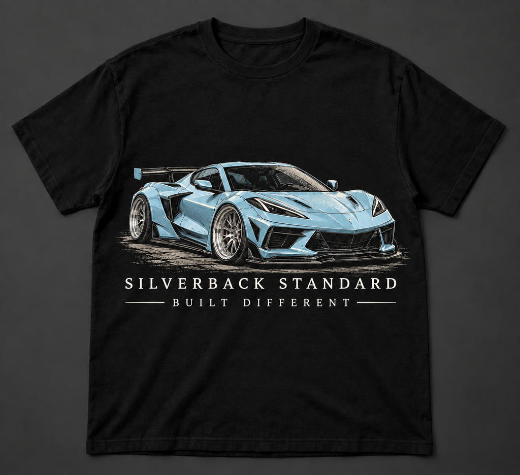 Ice-blue mid-engine widebody — front design