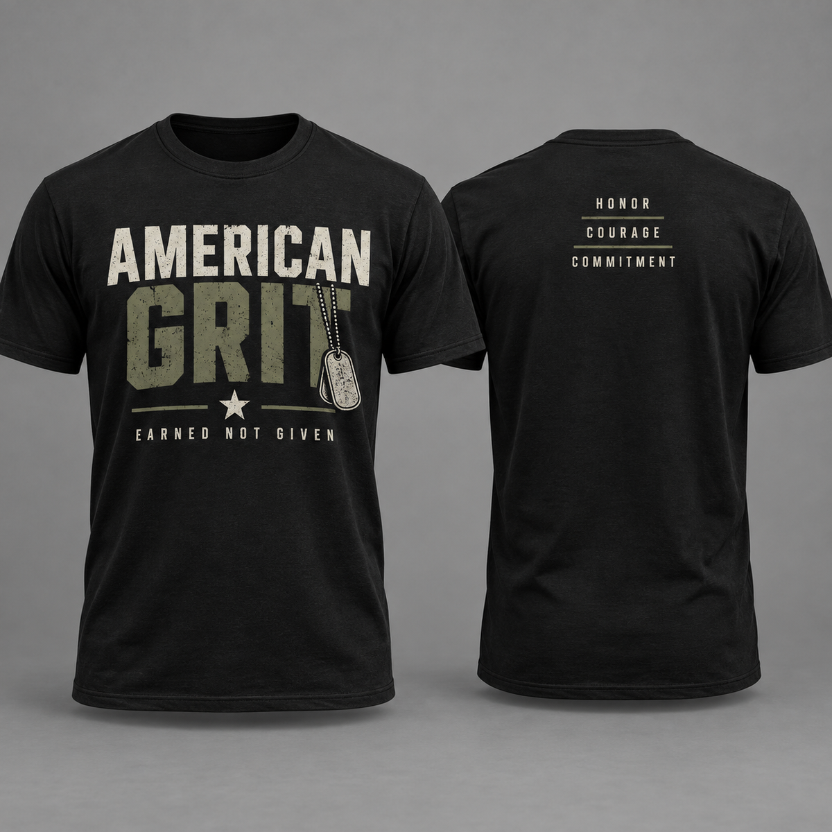 American Grit military-inspired T-shirt front and back
