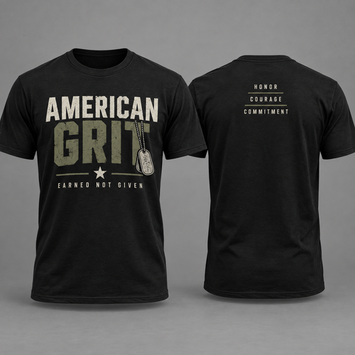 American Grit military-inspired T-shirt front and back