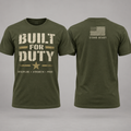 Built for Duty military-inspired T-shirt front and back