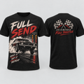 Full Send muscle car T-shirt front and back