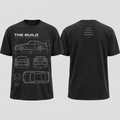 The Build automotive blueprint T-shirt front and back